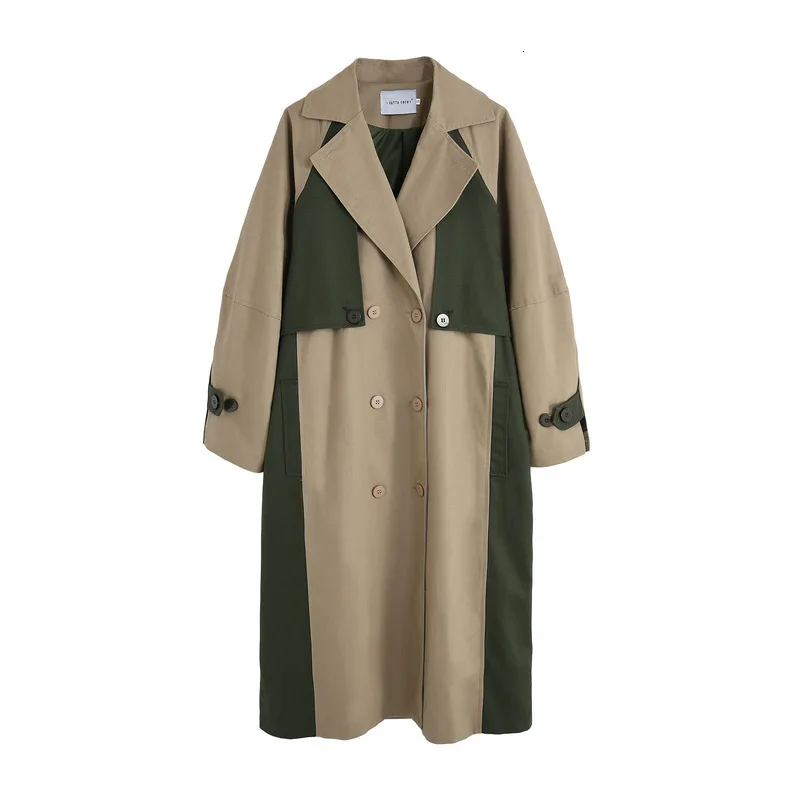 SHENGPALAE 2020 Осенняя винтажная ветровка с длинным рукавом в стиле пэчворк длинное