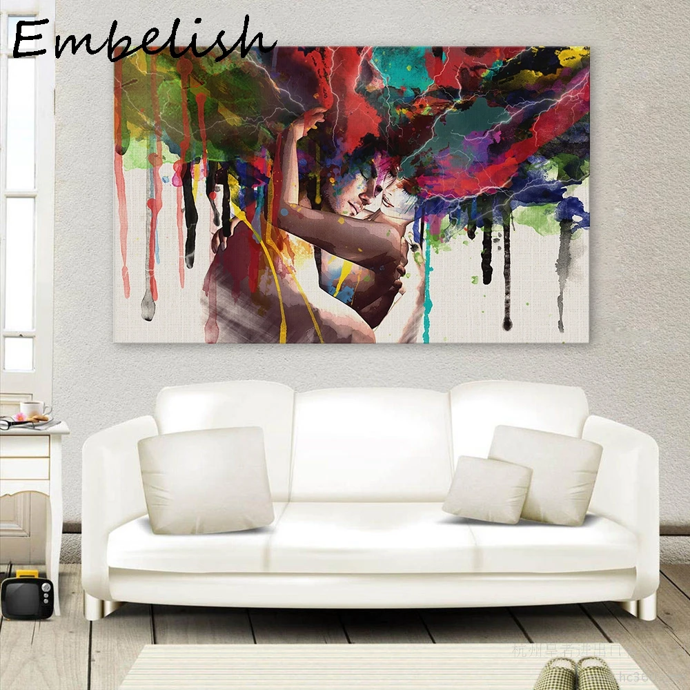 

1 Pieces Abstract Lovers Modern Home Decor Wall Art Posters For Living Room Bedroom Pictures HD Print On Canvas Oil Paintings