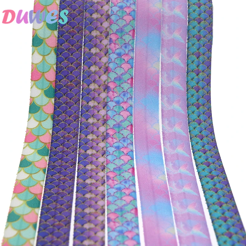 DUWES 5/8 '཮ ярдов Рыба Печать Складной Эластичный FOE стрейч лента hairbow головная