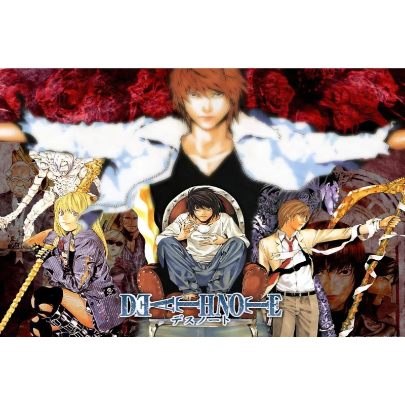 Плакат с надписью Death Note атласный на заказ тканевый настенный плакат принтом из