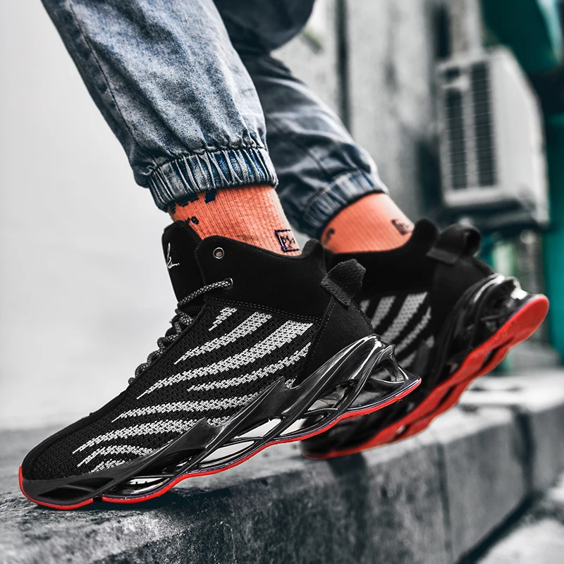 

New High Top Blade Running Shoes for Men Cushioning Sneakers Breathable Sports Shoes Outdoor Athletic Training Run Zapatillas 46