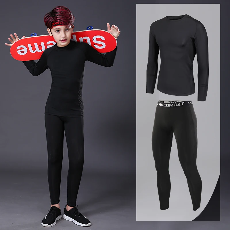 

Compression Sportswear Kids Running Set Basketball Soccer Sports Suits Men Gym Fitness Trainning Tights Running Jogging Clothes