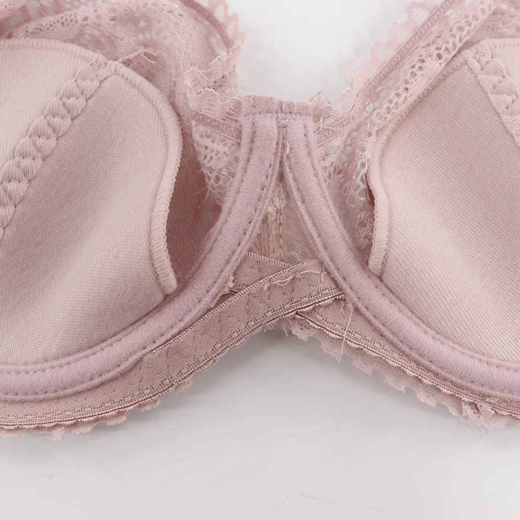 

2020 New Sexy Women Underwire Bra Sexy Lace Floral Print Bow Underwear Gathered Adjustable Bra Hollow Fashion Seamless Underwear