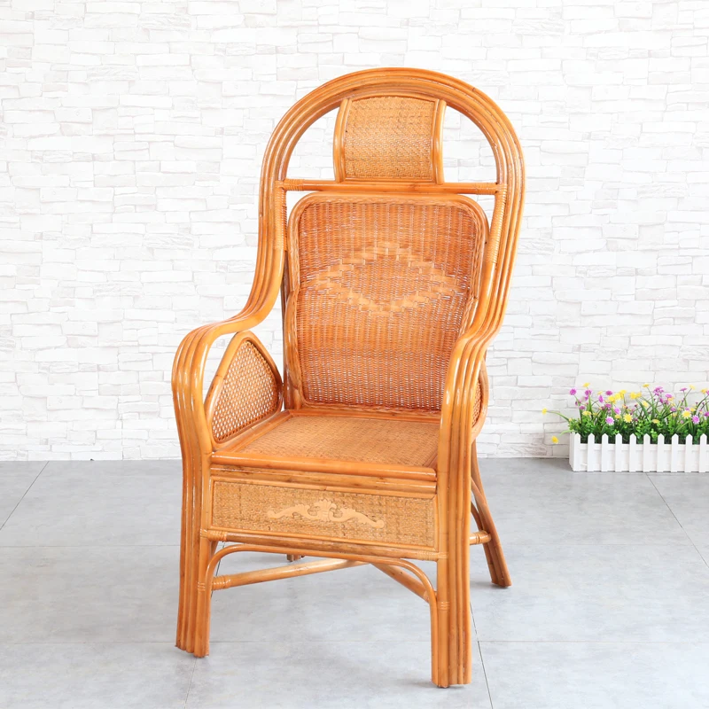 Real rattan chair back single bamboo woven home elderly leisure office modern simple |