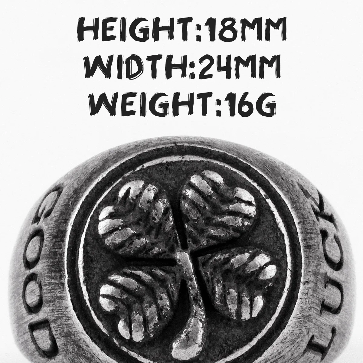 Good Luck Four Leaf Clover Retro Old Black Stainless Steel Mens Rings for Women Male Boy Biker Jewelry Creativity Gift Wholesale (art.: 3a39e5912db) - 3a39e5912db