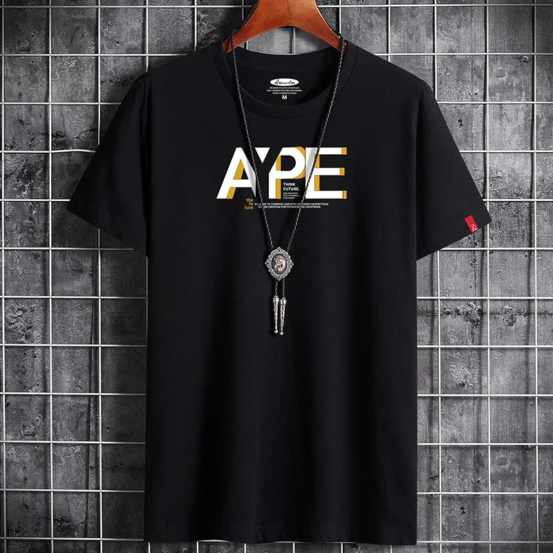 

2021 Summer New Korean Simple Solid Color Plus Size Loose S-6xl Men T-shirt Fashion Wild Trend Fat Short Sleeve Free Shipping