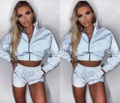 2020 женский спортивный костюм на молнии светоотражающие яркие женские куртки