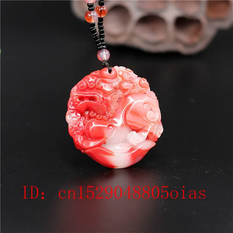 Подвеска из натурального красного белого китайского Нефритового дракона