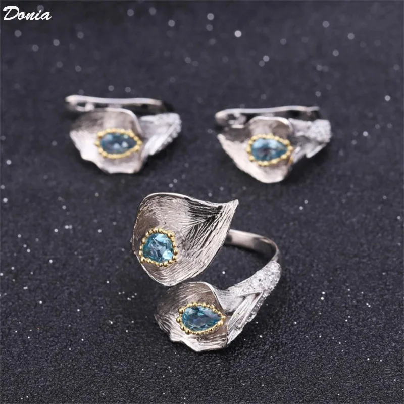 Женское модное роскошное кольцо в форме цветка европейском и американском стиле