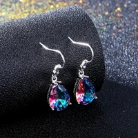 1pc fashion muticolor shiny rhinestone water drop earrings for women elegant dangle earrings jewelry christmas gifts
