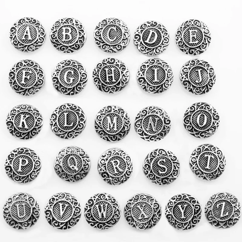 

A-m Alphabet 18mm Metal Snap Button For Bracelet Odm,oem Zm330
