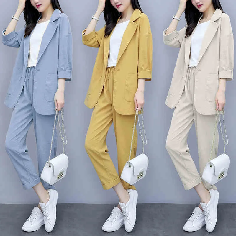 

Women's suit autumn new 2019 Korean version of thin loose casual blazer Slim nine pants temperament wild women's two-piece