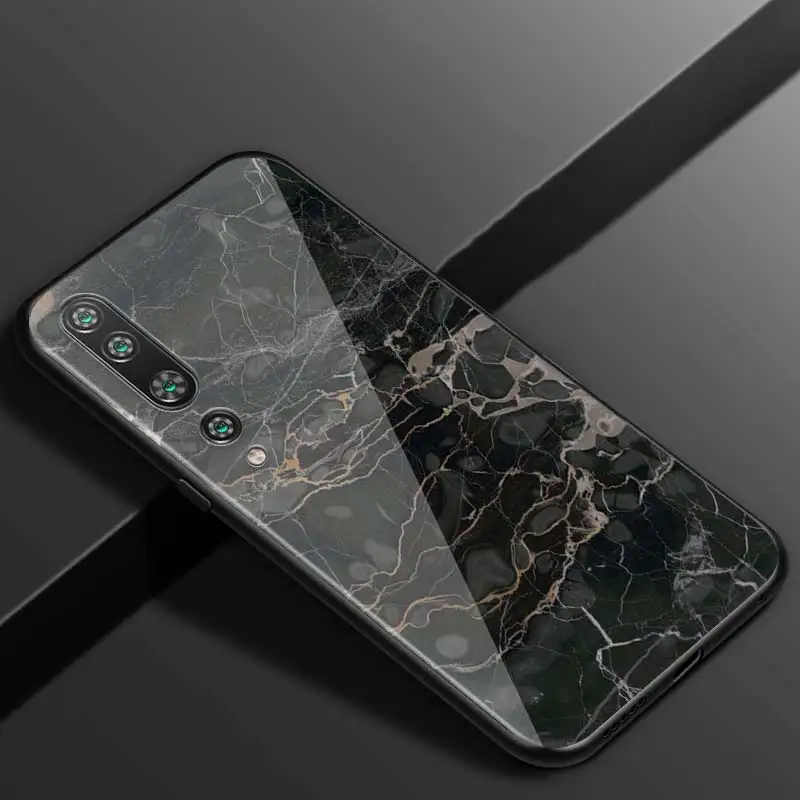 

Marble Tiles Stone For Xiaomi Mi Note 10 Ultra 5G 9 SE 8 A3 A2 A1 6X Poco M2 Pro Play F1 Lite 5G Bright Black Phone Case