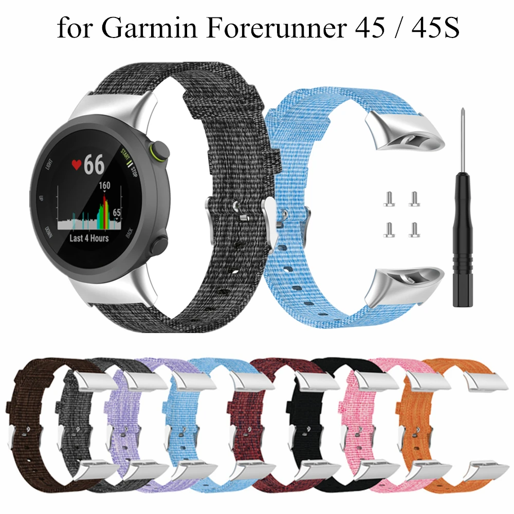 

Nylon Band For Garmin Forerunner 45 45S Smart Watch Strap Canvas Replacement Wristband With Tool For Garmin Swim 2 Band