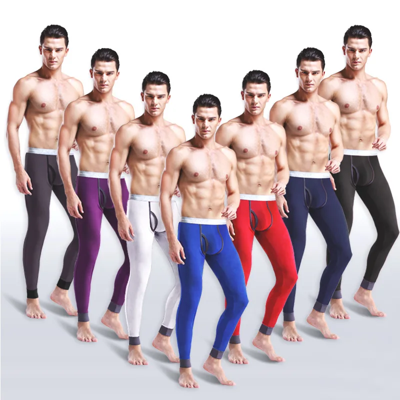 New 2020 new men's thin warm long trousers Slim modal thermal pants autumn and winter thin leggings cotton