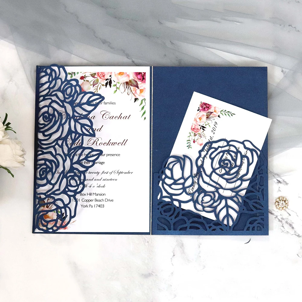 10 шт. блестящее приглашение Европейский стиль лазерная резка свадебные