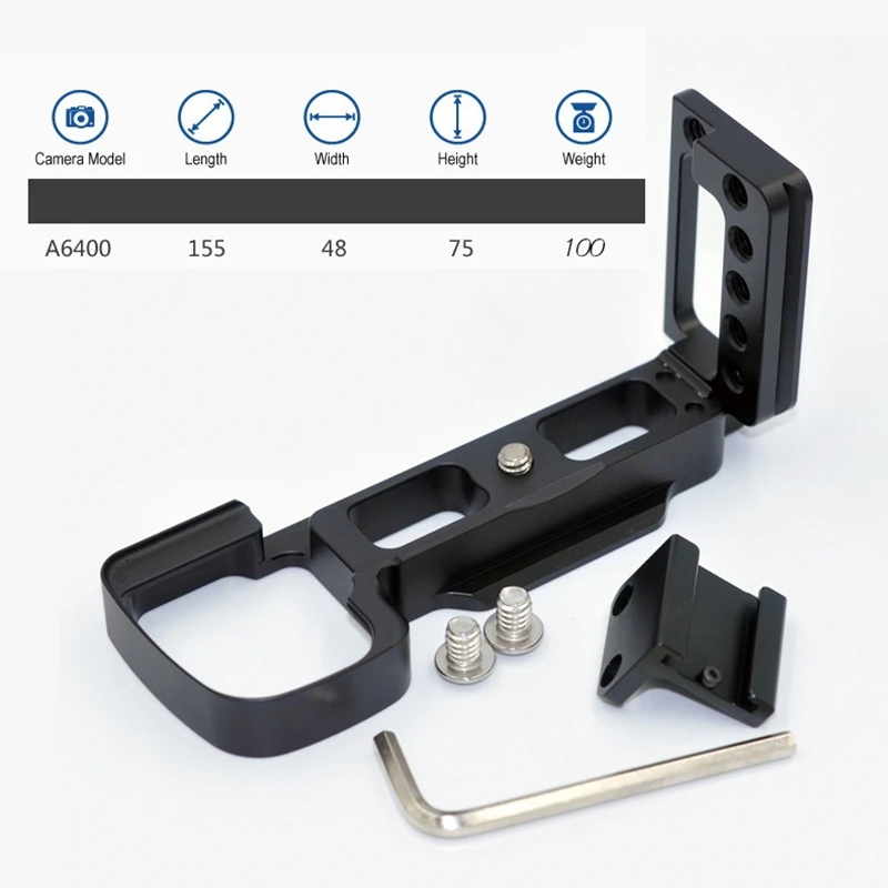 

A6400 Quick Release L Plate/Bracket Holder Hand Grip with Hot Shoe for Sony Alpha ILCE-6400L ILCE-6400M