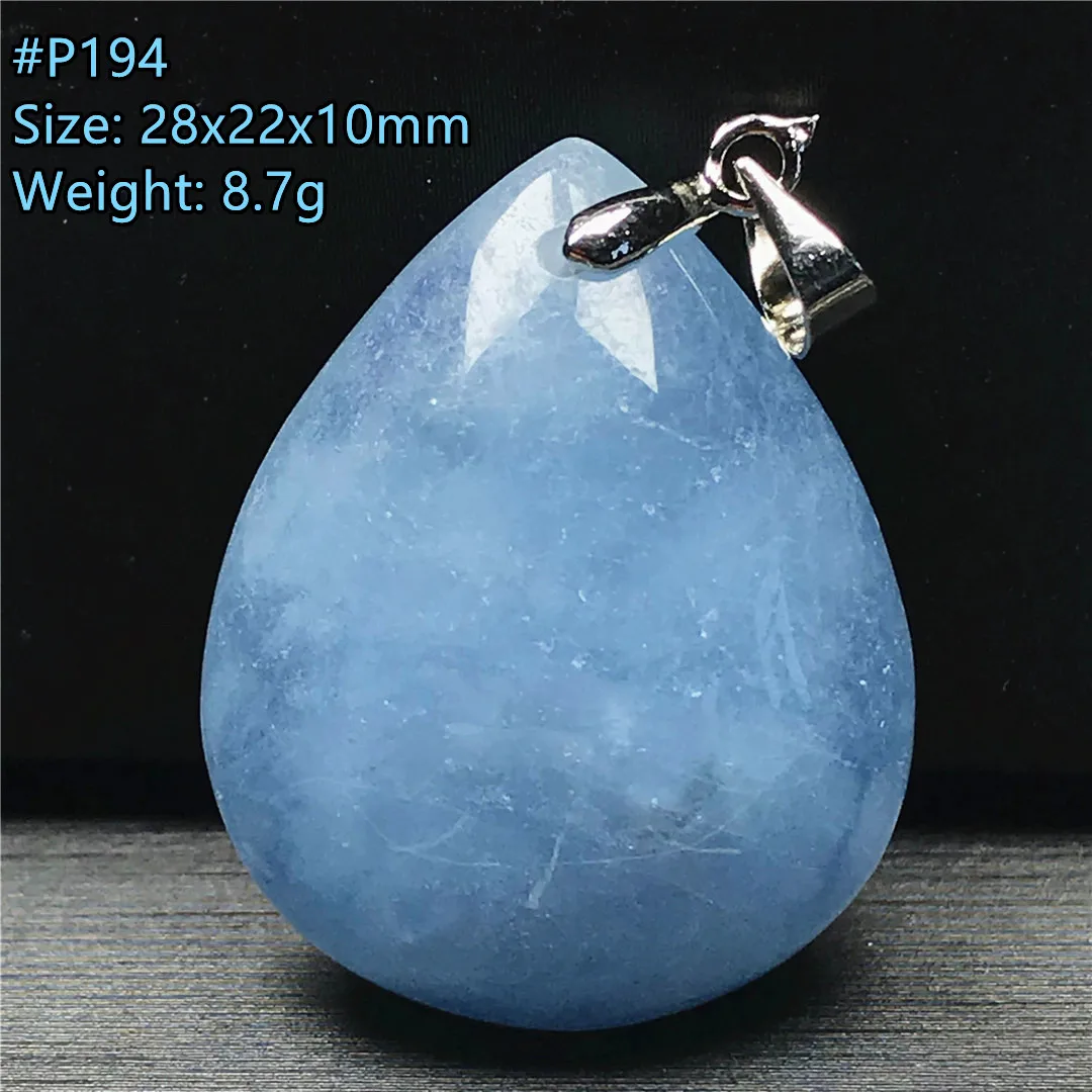 

Натуральный Синий Аквамариновый кулон для женщин и мужчин, подарок на удачу, хрустальные серебряные бусины 28x22x10 мм, драгоценный камень, юве...