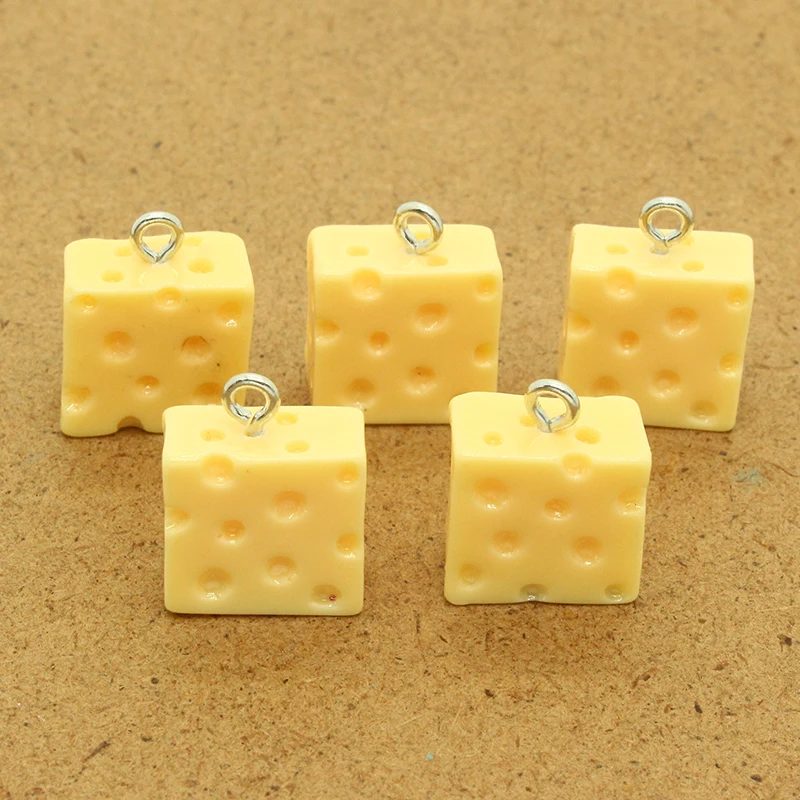 10 шт. 3D мини квадратный хлеб с сыром пищевая Смола шармы милые серьги ожерелье