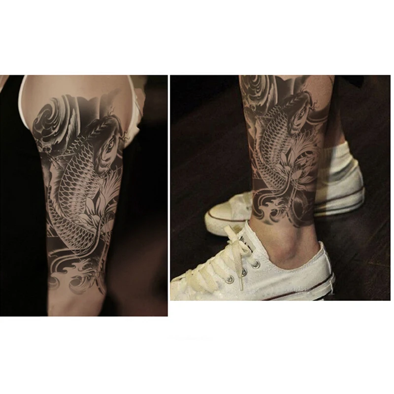 

Большая временная татуировка, наклейки, новый дизайн, рыба, водонепроницаемая, временная вспышка, татуировки, полная спина, грудь, тело для м...