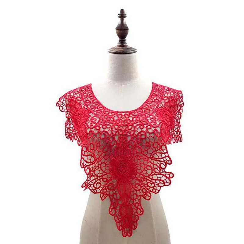 

5Pcs Red White Black Lace Applique Embroidery Collar Motif Evening Dress Neckline DIY Crafts Costume Accessories