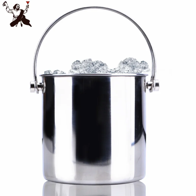 

1.2L Stainless Steel Ice Bucket Wine Champagne with Strainer & Ice Tong Bar Tools