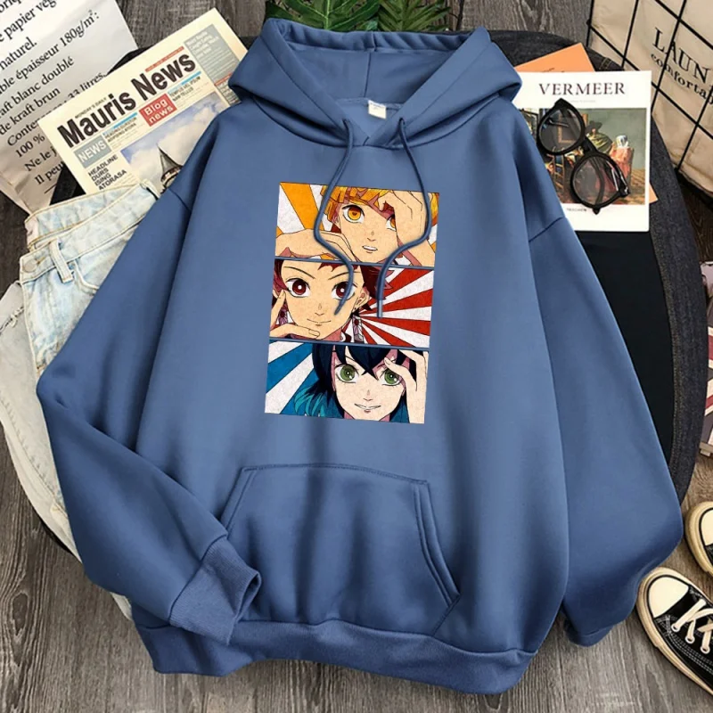 

Moletom masculino de lã com capuz, anime demon slayer, roupas com capuz, para outono e inverno.
