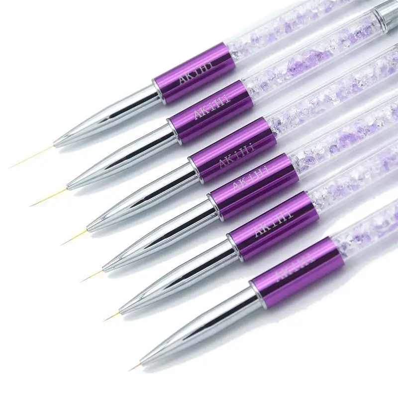 

AKiHi 5-20mm Nail Art Line Painting Brushes Crystal Acrylic Thin Liner Drawing Pen Manicure Tools UV Gel