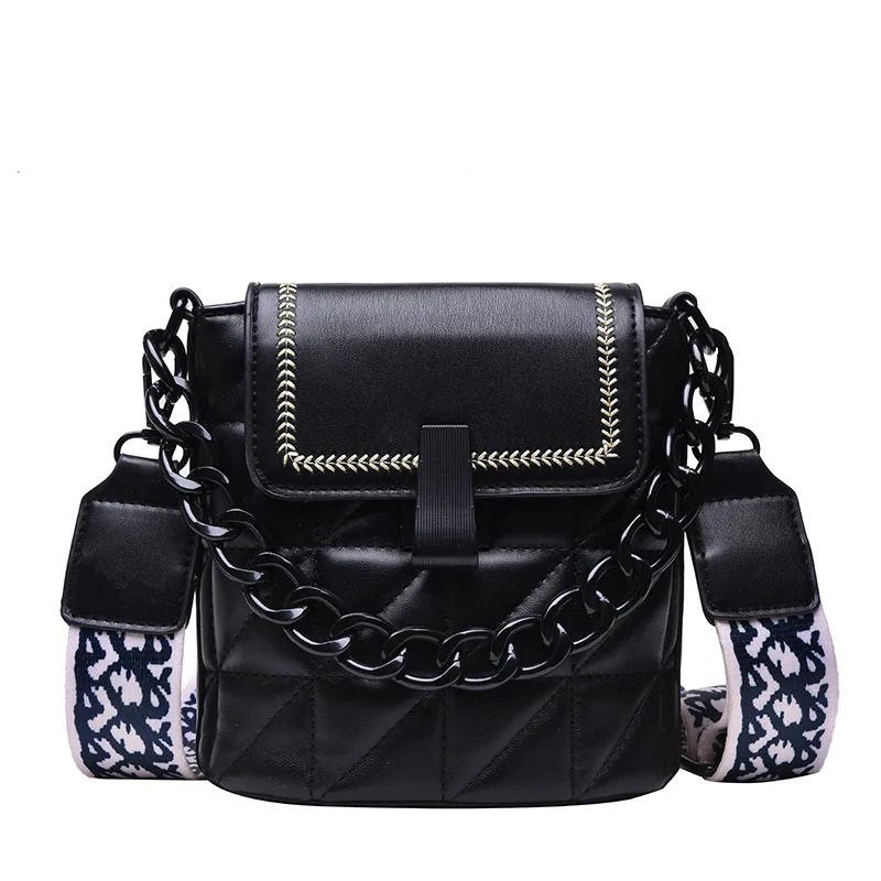 

Bag foreign style women's bag popular new Korean version of Joker shoulder messenger bag wide shoulder strap fashion bucket bag