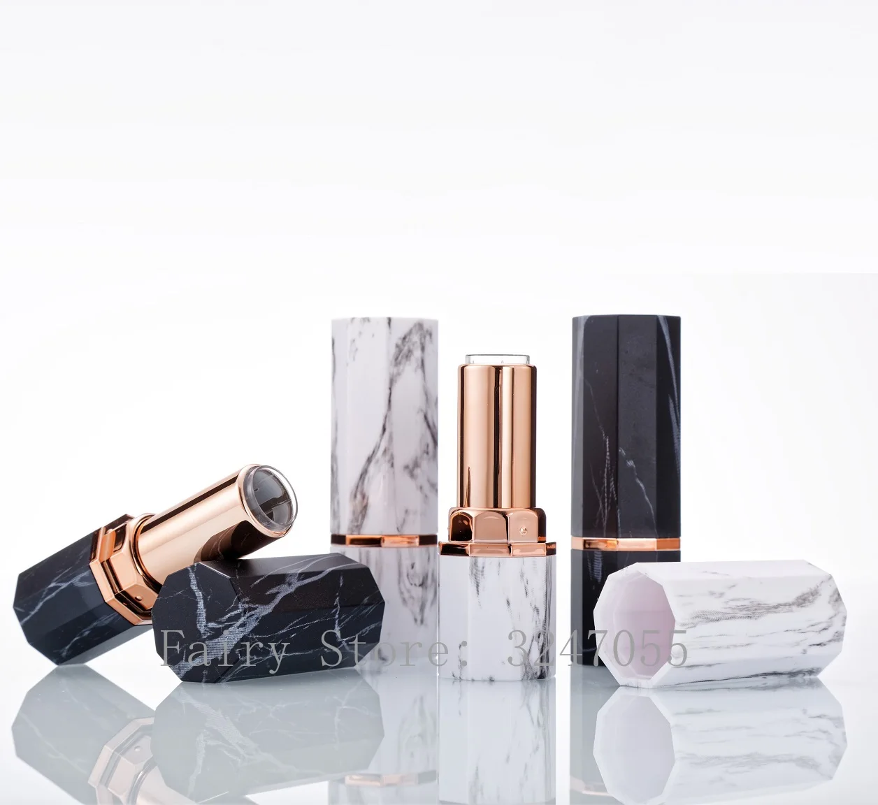 10/30/50pcs Black White Marble Octagonal Cylinder Empty Lipstick Tube 12.1mm Shell Packaging Cosmetics Refillable | Красота и