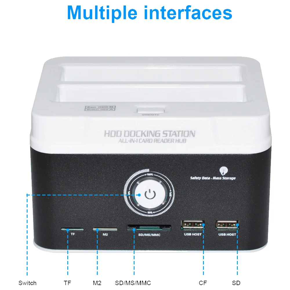 

USB 3.0 to SATA Hard Drive Case Dual Bay External HDD Docking Station For 2.5 3.5 HDD/SSD M2 TF SD Slot Hard Disk HDD Enclosure