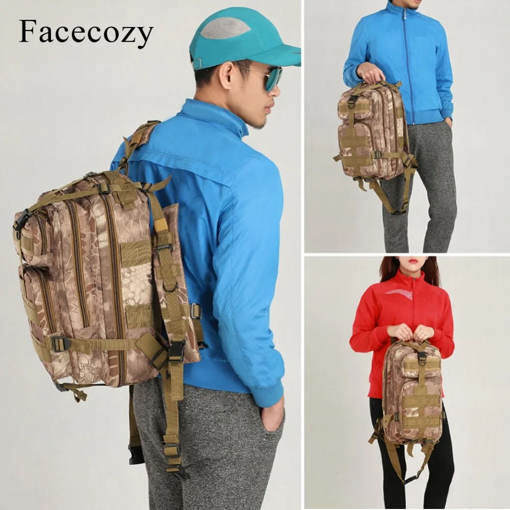 Facecozy Открытый походный военный тактический рюкзак камуфляж 600D нейлон треккинг Сумка для дорожного набора 25-30L маленький спортивный рюкзак