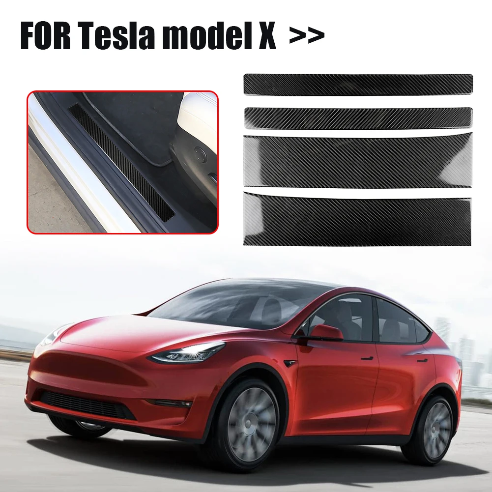 

Наклейки на порог двери автомобиля Tesla Model X 15-19, 4 шт.