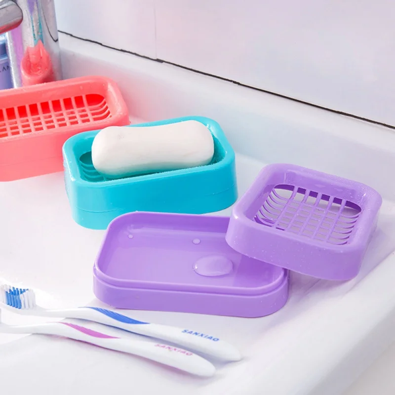 Пластиковая пустотелая мыльница с дренажной тарелкой настольная портативная