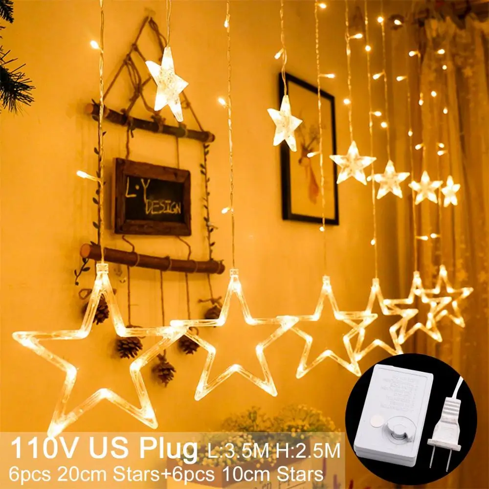 110V Warm White Светильник с изображением рождественской елки, лося, звезды, Рождественский Декор для дома, елки, рождественские украшения, Navidad, Рождественский Декор, счастливый год - Цвет: 110V Warm White