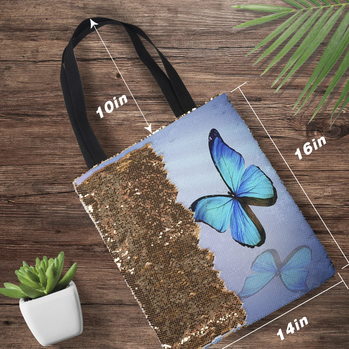 Сумка на плечо с изображением животных и синей бабочки женские сумки одно