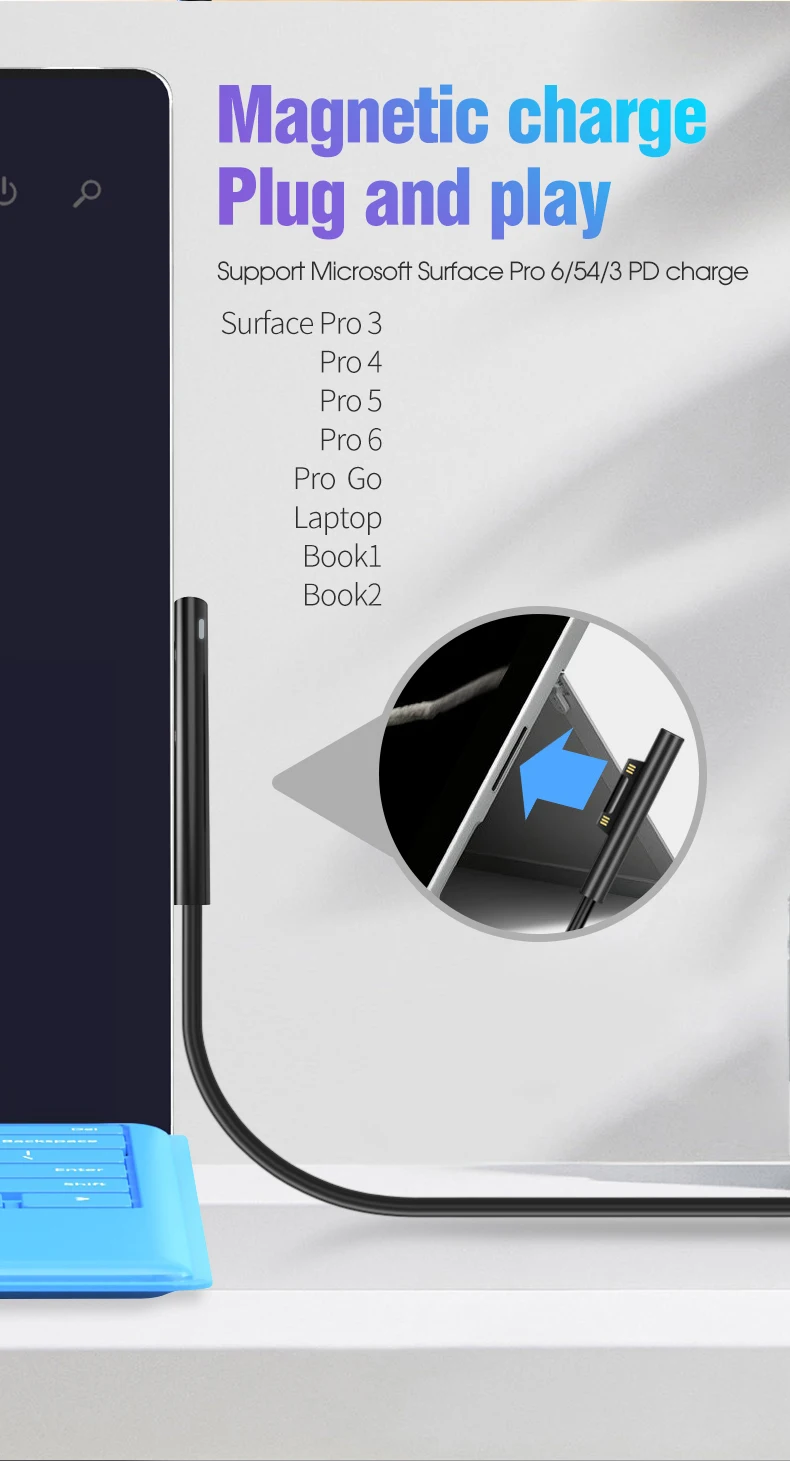 PD 3A 15V USB C к Microsoft поверхностному кабелю адаптер питания зарядный шнур 1 5 M для Surface