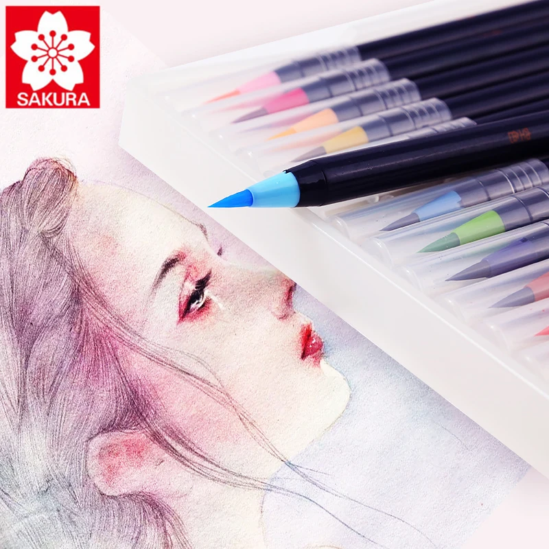 1 set Sakura akashiya ink painting calligraphy brush hand pa