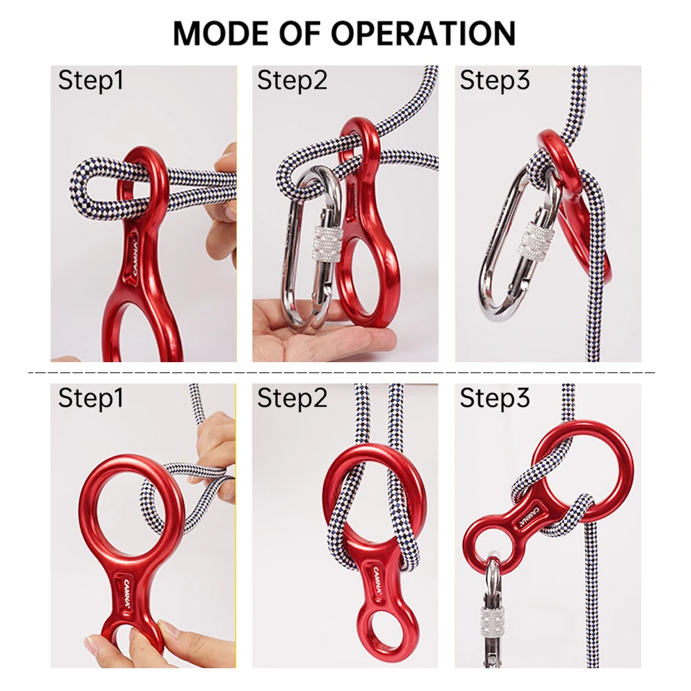 

Outdoor Rock Climbing Descender 35KN Figure 8 Word Rope Descender Rappel Ring Downhill Eight Ring Rappelling Gear Belay Device