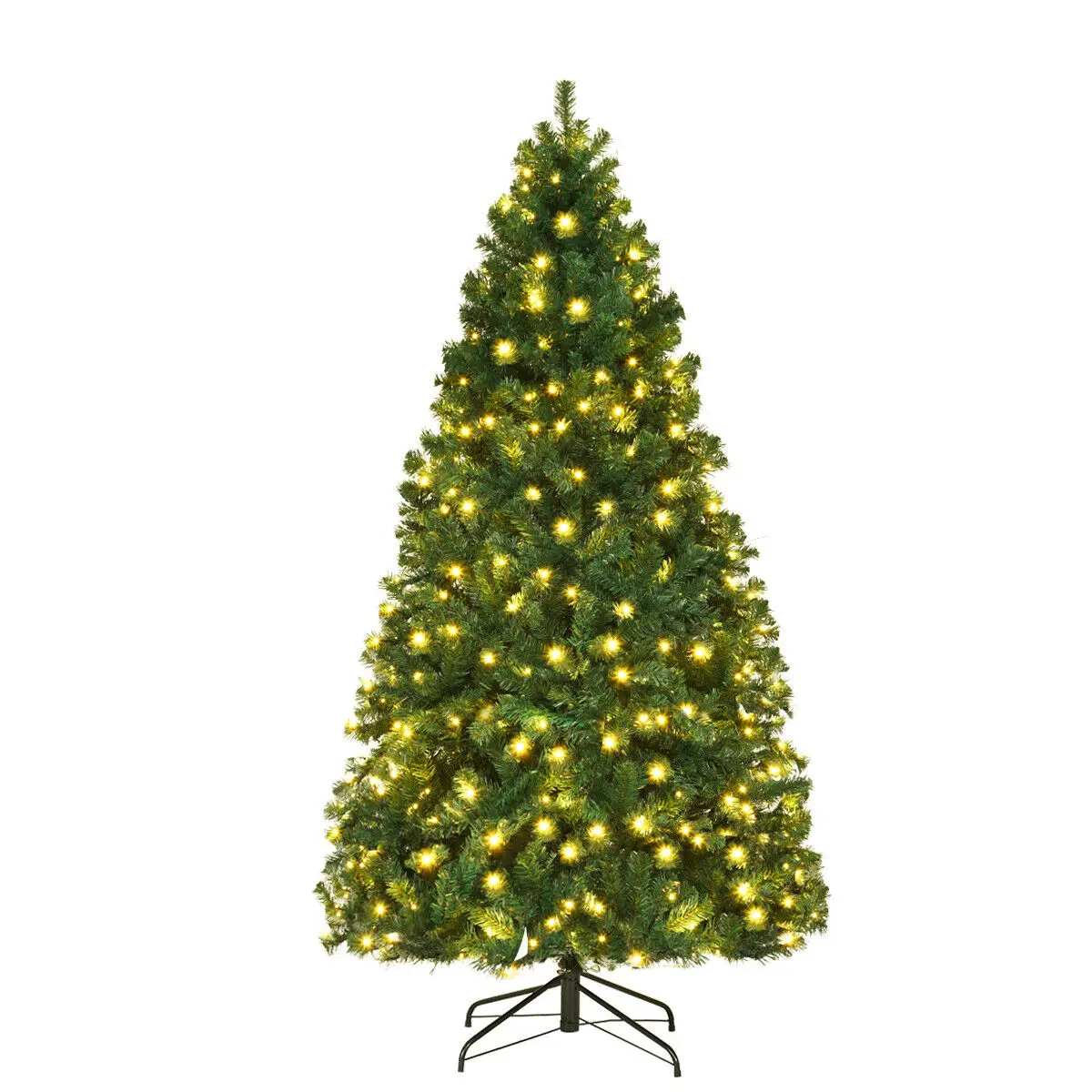 

Предварительно подсвеченная искусственная Рождественская елка из ПВХ с шарнирами, 7 футов, с 300 светодиодами и подставкой, зеленая, CM20638