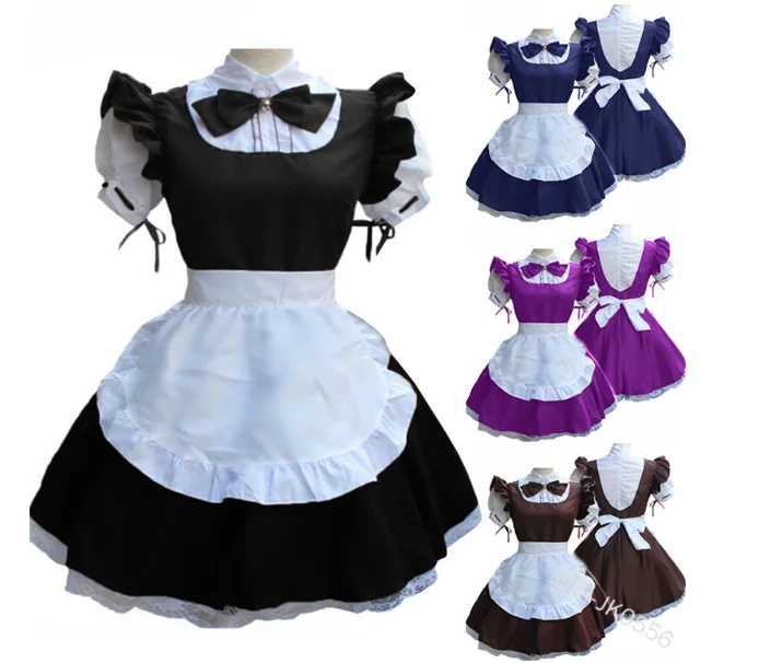 

2021 Women Ladies Fashion Short Sleeve Doll Collar Retro Maid Dress Cute French Maid Outfit Cosplay Costume Plus Size S-5XL