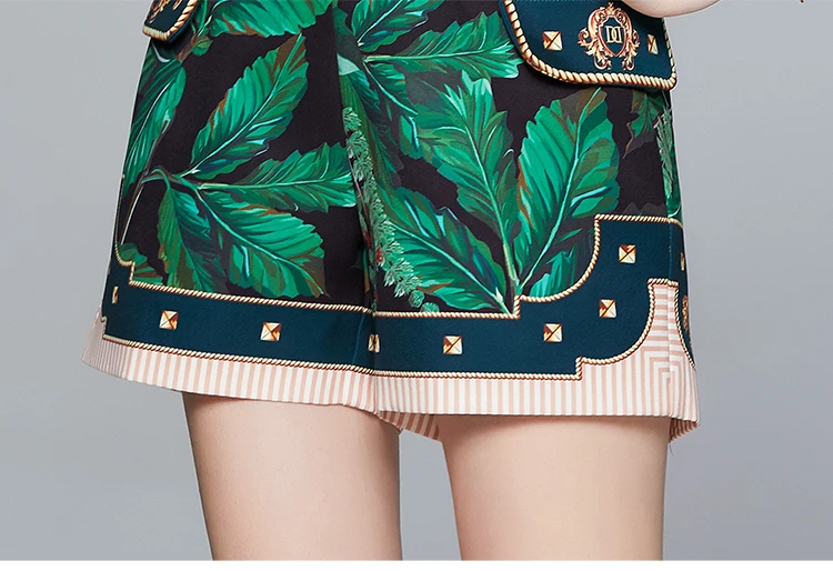 

Fashion Printed Women's Suits Clothes 2021 Newest Spring Womans Long Sleeve Shirt Tops + Short Pants 2 Pieces Set Large Size XXL