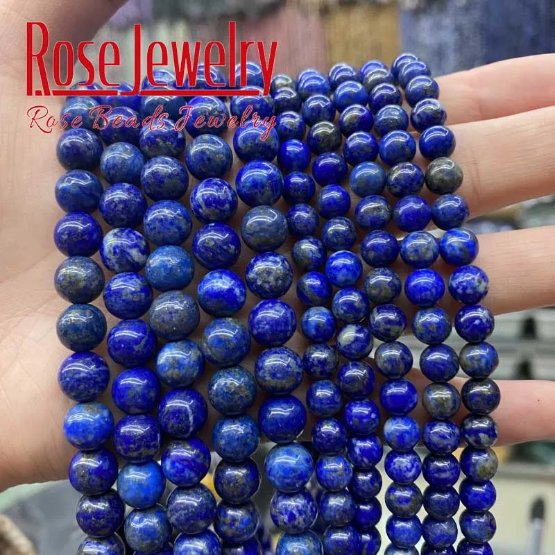 

Top Quality Natural Lapis Lazuli Stone Round Loose Beads For Jewelry Making DIY Bracelet Earring Accessories 15'' 4 6 8 10 12 mm