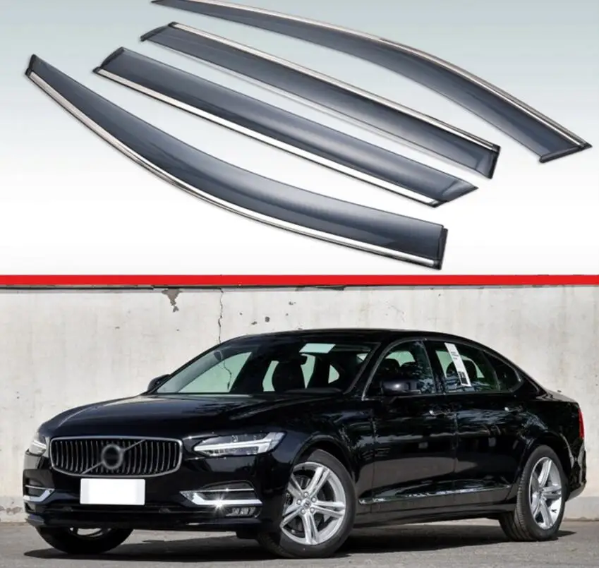 

For Volvo S90 2017 2018 2019 Plastic Exterior Visor Vent Shades Window Sun Rain Guard Deflector 4pcs