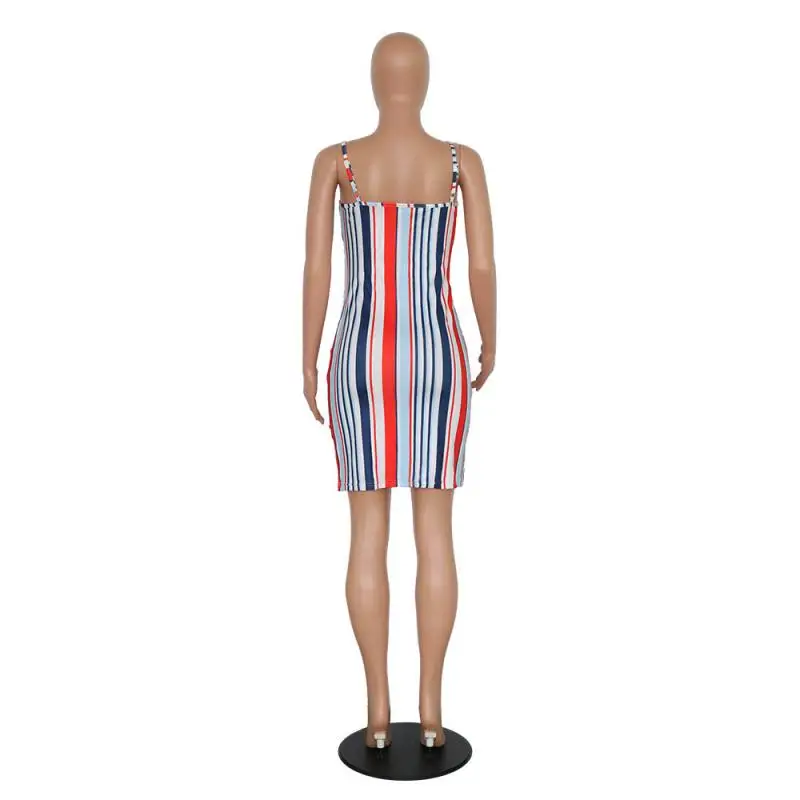 

Colysmo Summer Bodycon Dress Women 2020 New Spaghetti Straps Sexy Party Dresses Slim Fit Contrasting Colors Stripe Mini Dress