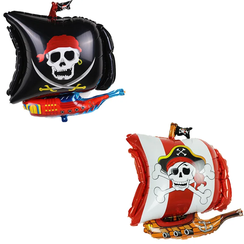 Воздушные шары алюминиевые с мультяшным принтом черепа пирата корабля украшение