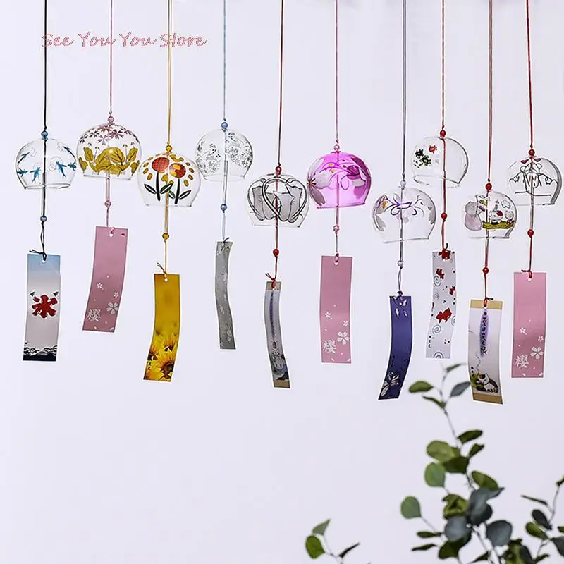 

1 PC Glass Color Painting Wind Chime Wind Palace Handmade Glass Home Decoration Spa Kitchen Office Decoration