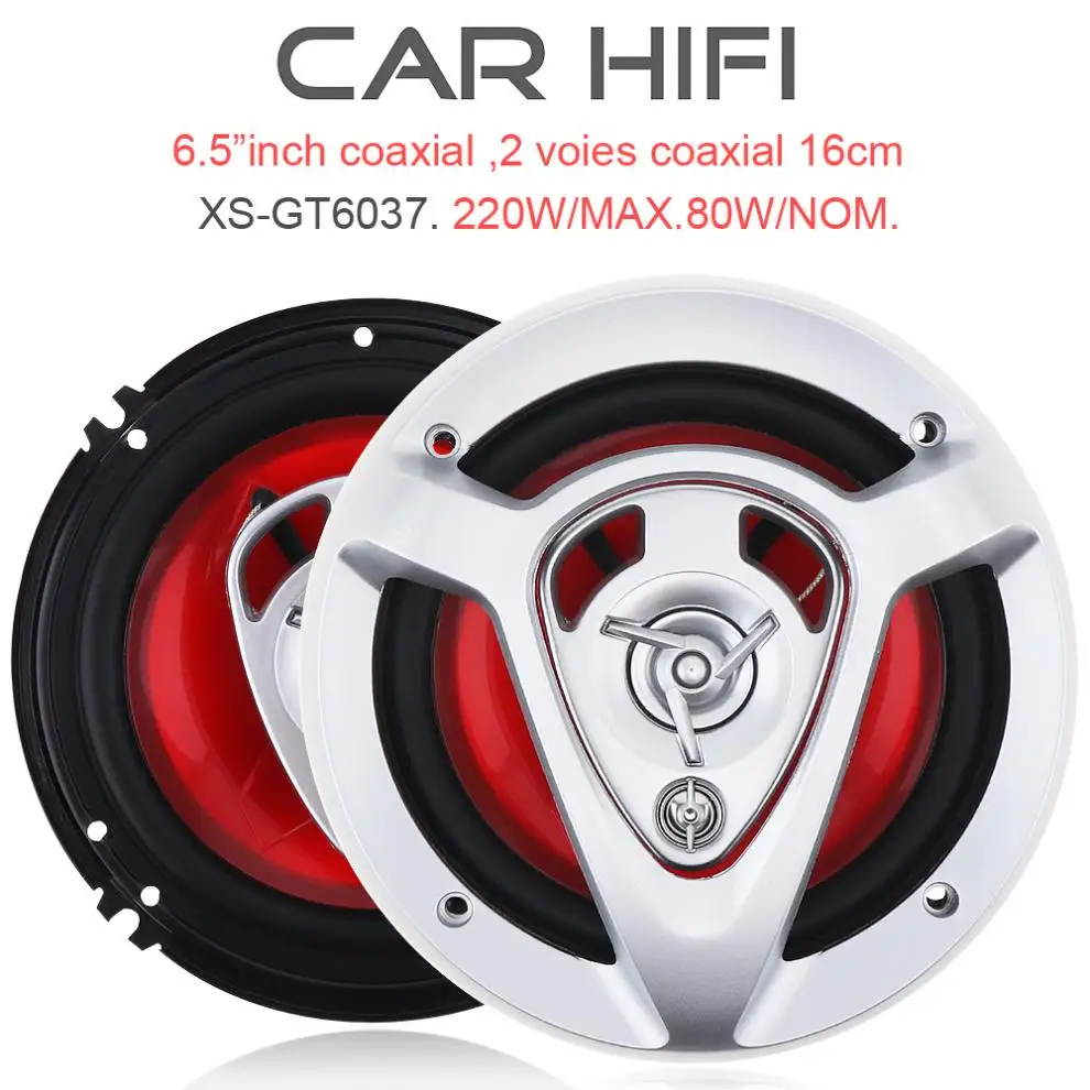 

Автомобильный коаксиальный HiFi-динамик XS-GT6037, 2 шт., 220 Вт, автомобильная аудиосистема для двери автомобиля, музыкальный стерео-динамик с полным диапазоном частот, s для автомобилей