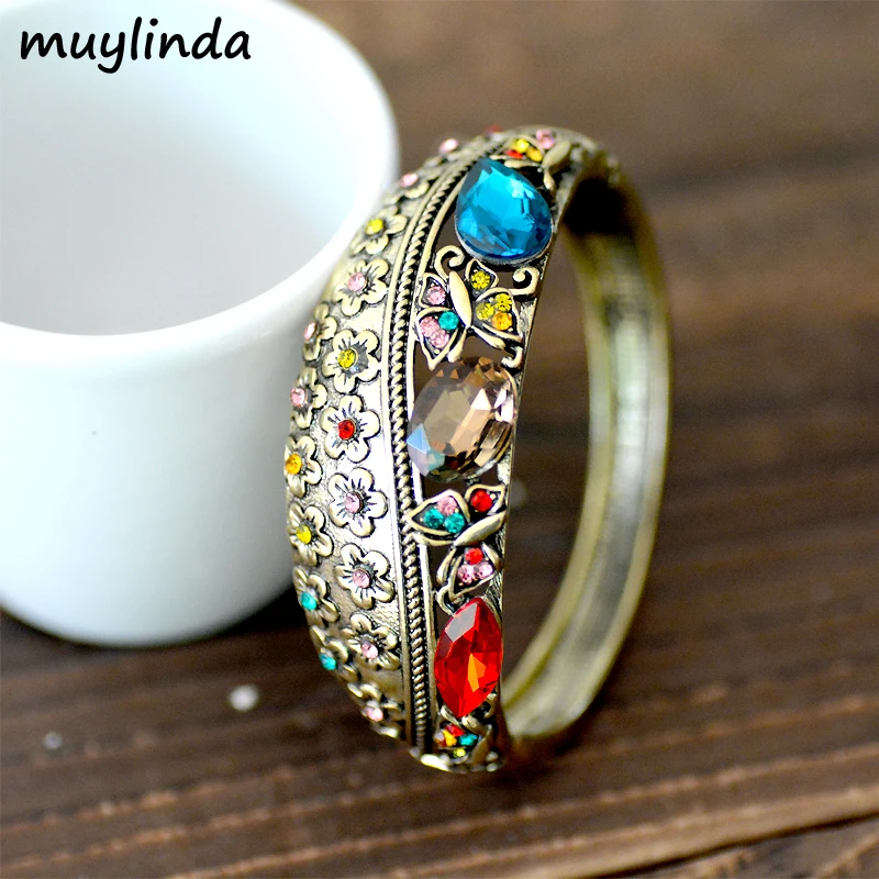 Ретро резная Цветочная обруч высокого качества стразы со стразами для женщин