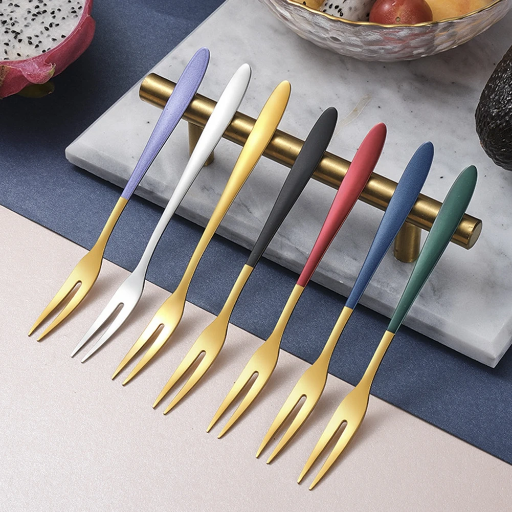 

5Pcs Fruit Fork Luxury Stainless Steel Cake Dessert Fork Tableware Table forks Used For Cake in Party Snail Fork Restaurant #6